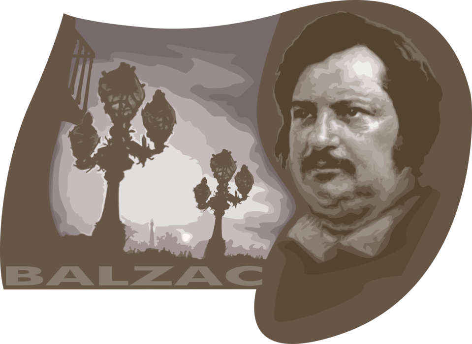 Vector Illustration of Honore De Balzac, French Novelist, Playwright, Realist Writer