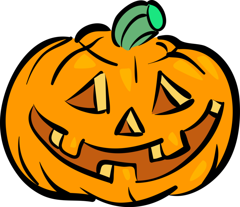 Vector Illustration of Halloween Pumpkin Carved Jack-o'-Lantern