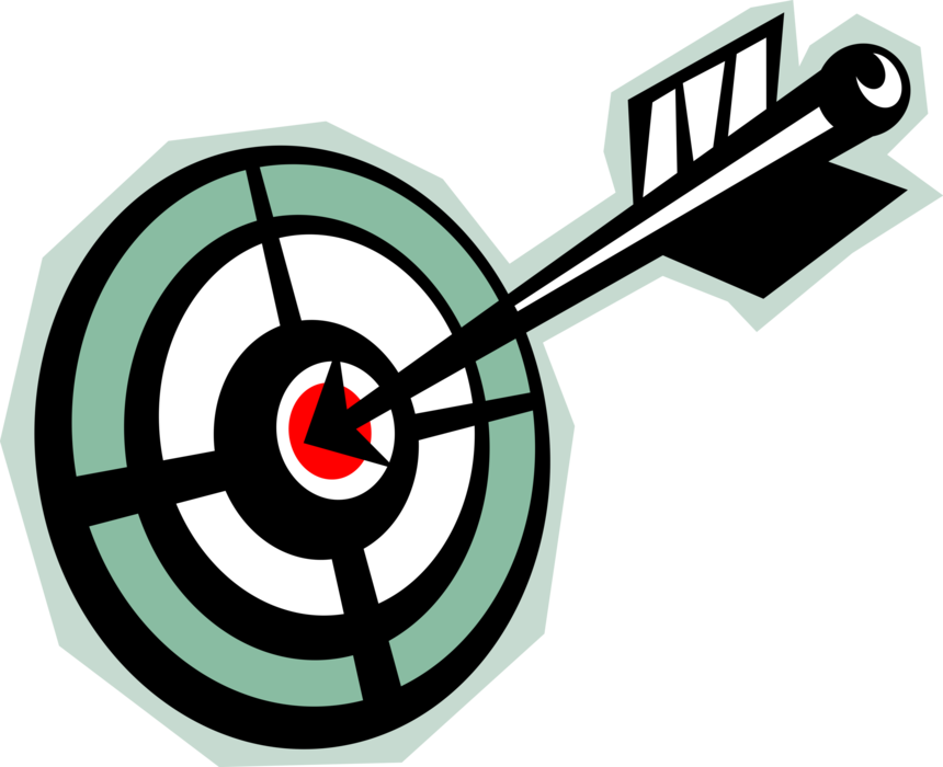 Vector Illustration of Archery Marksmanship Arrow Hits Target Bullseye or Bull's-Eye