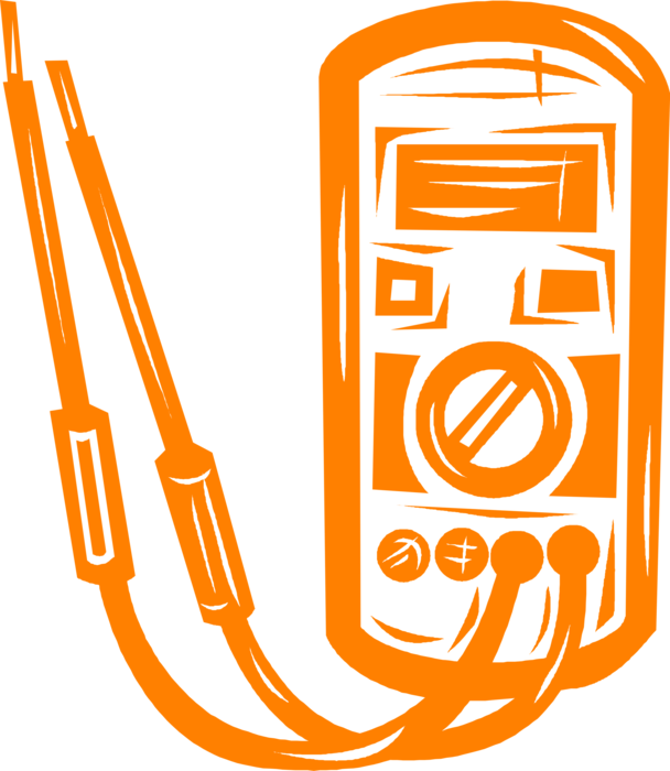 Vector Illustration of Voltage Test Meter Determines Presence of Absence of Electric Alternating Current AC