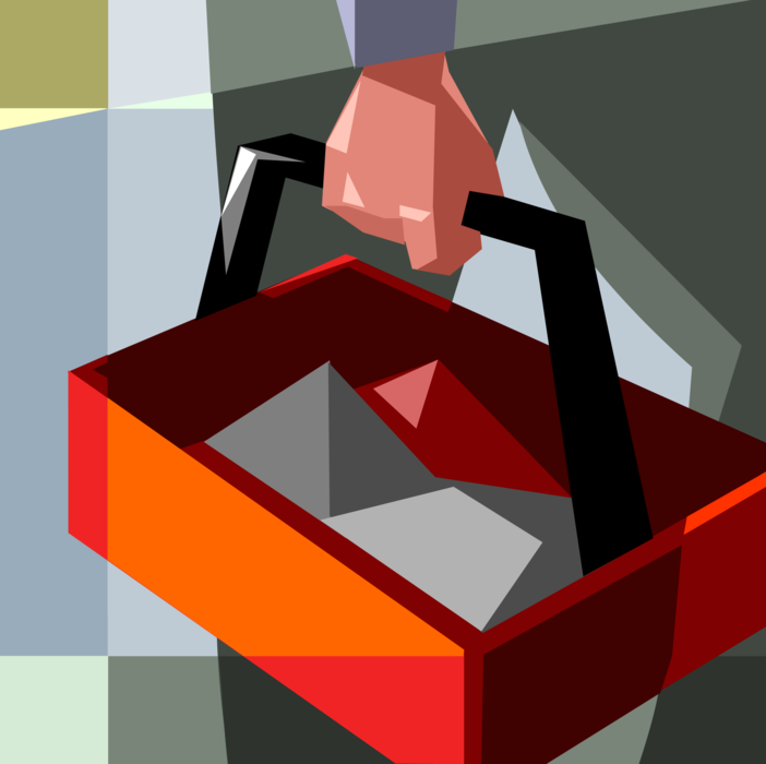 Vector Illustration of Workman with Toolbox Containing Tools
