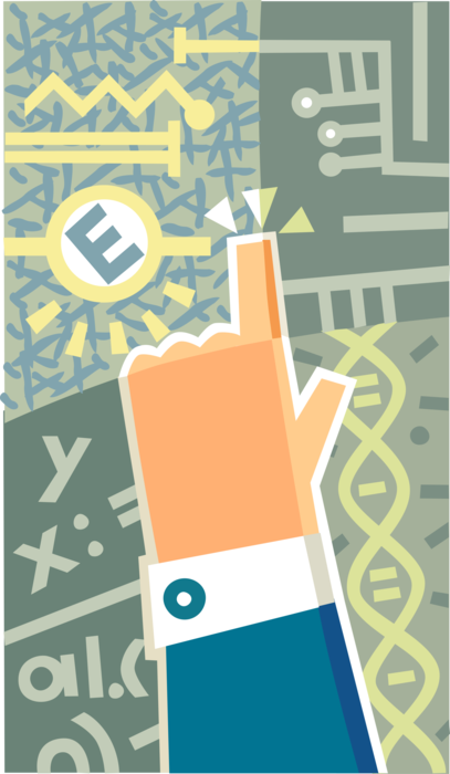 Vector Illustration of Finger Points to Mathematical Constant in Probability Theory