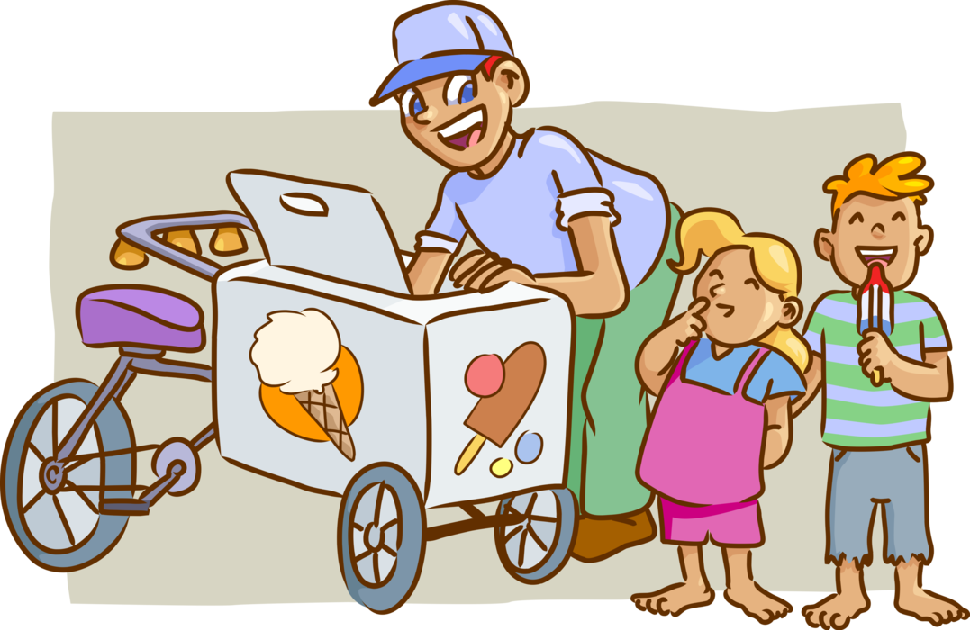 Gelato Ice Cream Vendor Sells Popsicles To Kids Vector Image