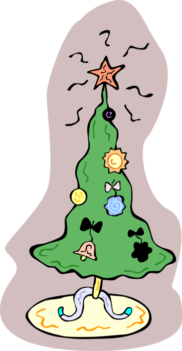 Vector Illustration of Festive Season Christmas Tree with Decorations and Ornaments