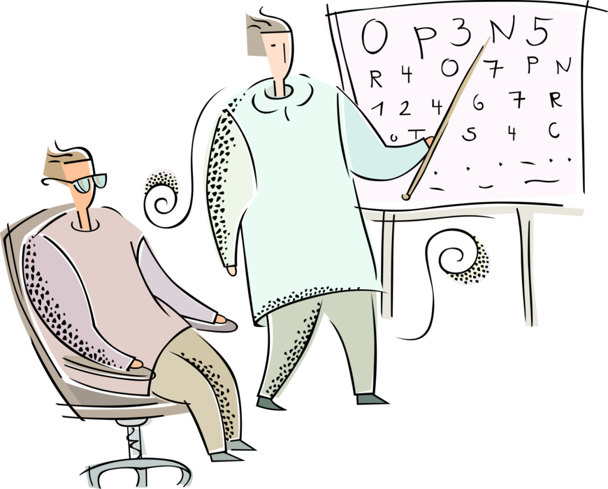 Vector Illustration of Ophthalmologist Optometry Eye Examination Chart at Optometrist