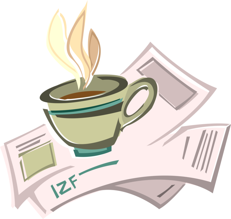 Vector Illustration of Cup of Coffee with Documents