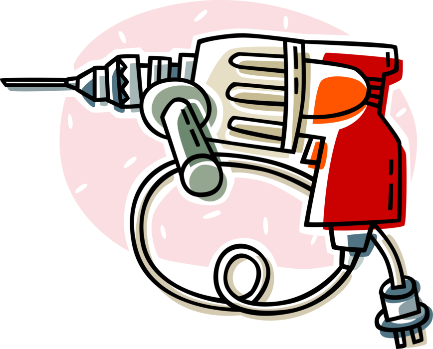 Vector Illustration of Portable Electric Power Drill