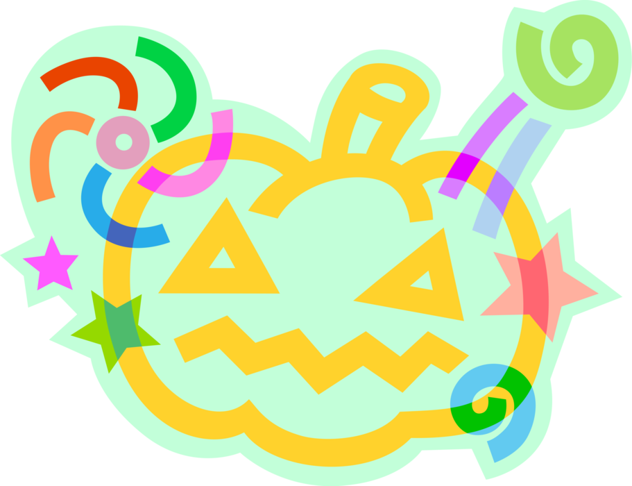 Vector Illustration of Carved Halloween Pumpkin Jack-o'-Lantern