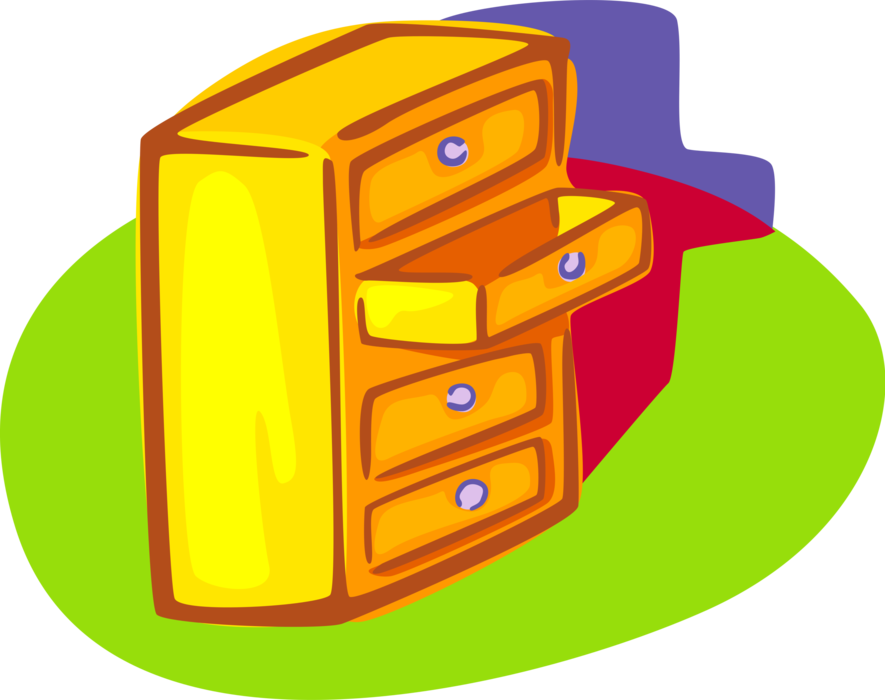 Vector Illustration of Bureau Chest of Drawers or Dresser Furniture