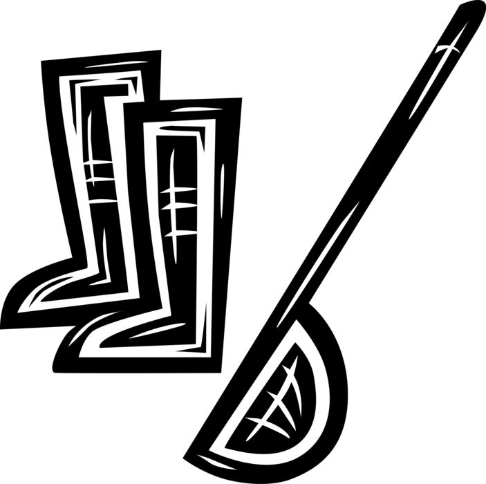 Vector Illustration of Sport of Polo Riding Boots and Mallet
