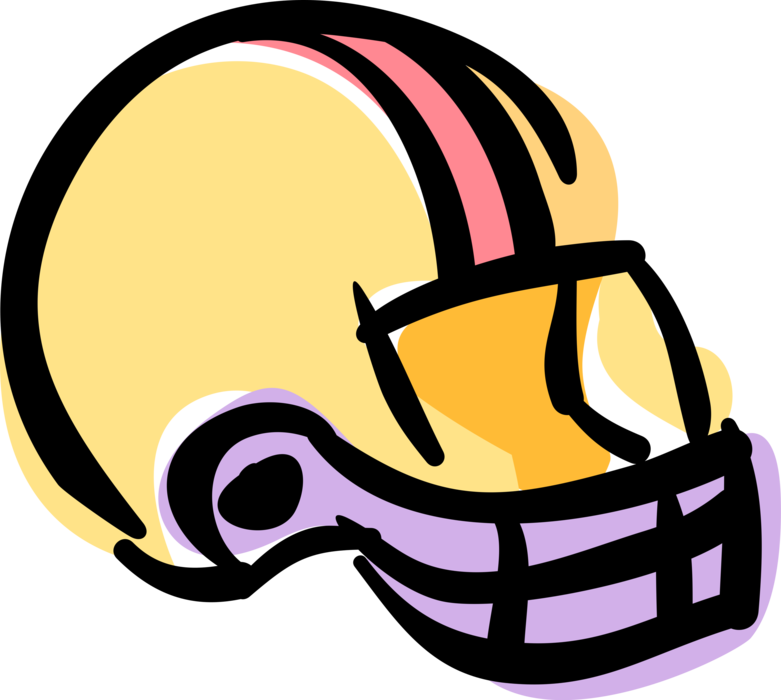 Vector Illustration of Sport of Football Helmet Protects Player's Head from Injury