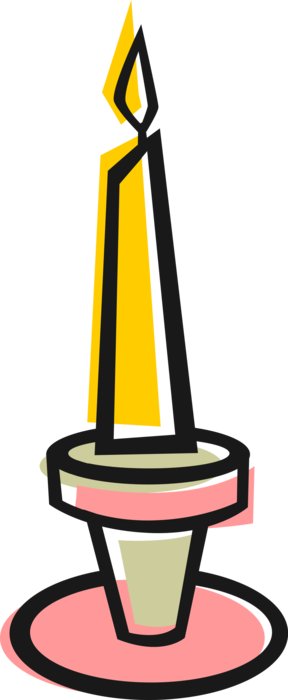 Vector Illustration of Candle Ignitable Wick Embedded in Wax with Burning Flame