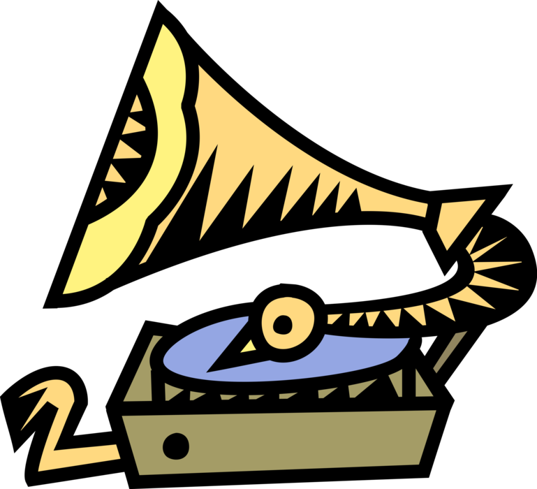 Vector Illustration of Gramophone Phonograph Record Player