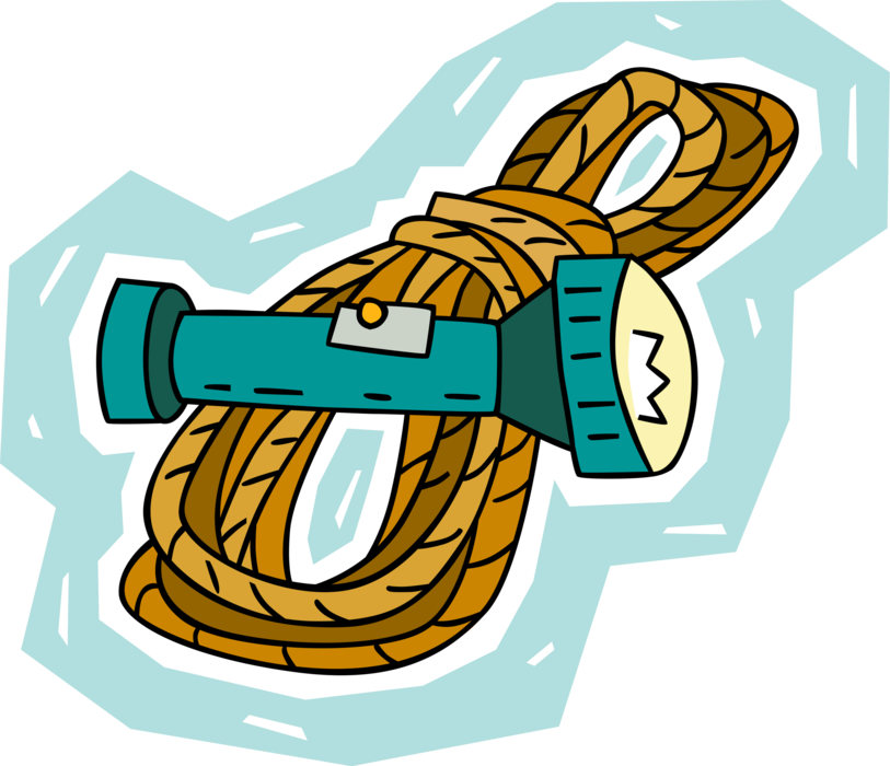 Vector Illustration of Mountain Climbing Climber's Rope with Flashlight Torch