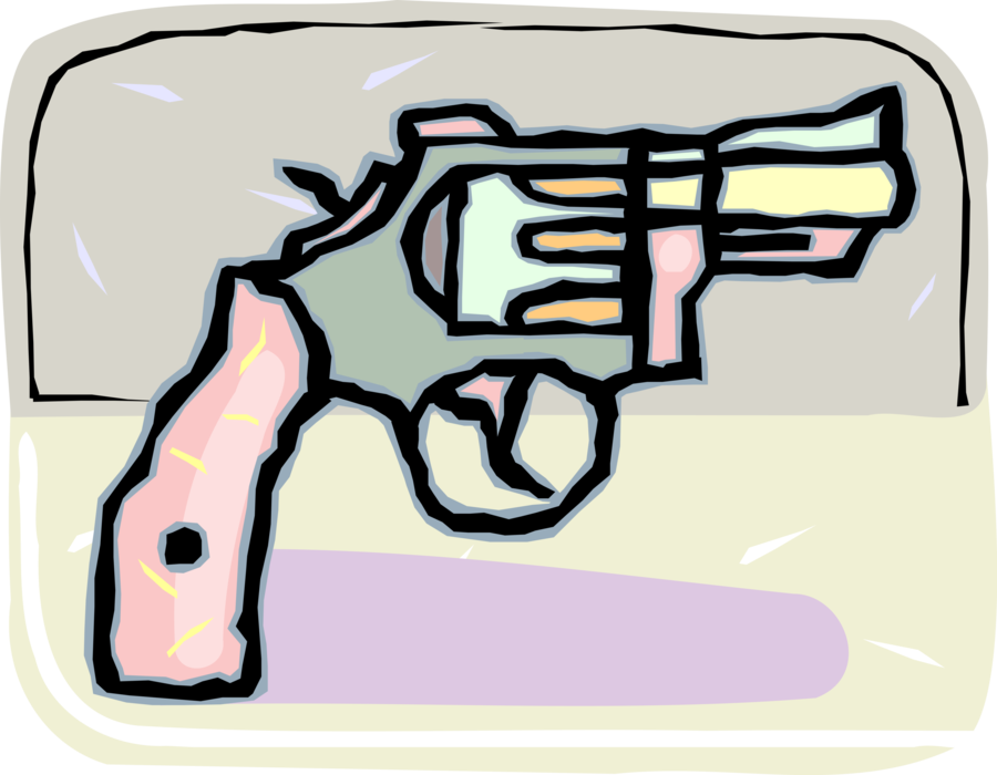 Vector Illustration of Handgun Handheld Firearm Weapon Gun