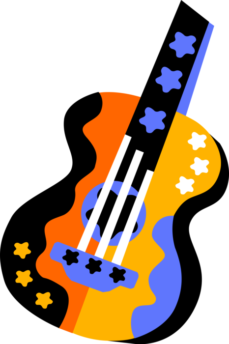 Vector Illustration of Acoustic Guitar Stringed Musical Instrument