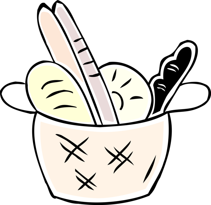 Vector Illustration of Wicker Basket of Baked Bread Goods