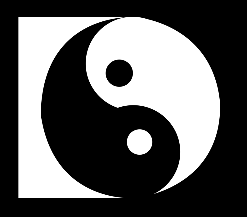 Vector Illustration of Chinese Philosophy Yin and Yang Says Opposite Forces are Complementary