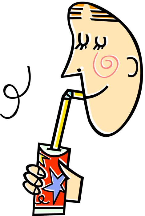Vector Illustration of Drinking from Soda Pop Soft Drink Can