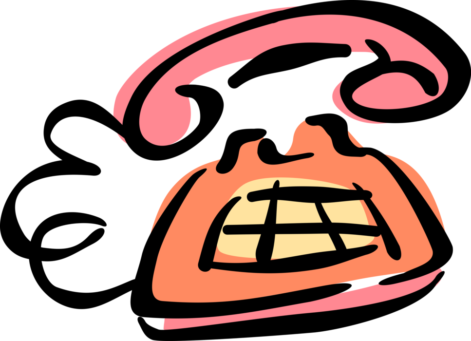 Vector Illustration of Landline Telecommunications Device Telephone or Phone Enables Direct Conversation