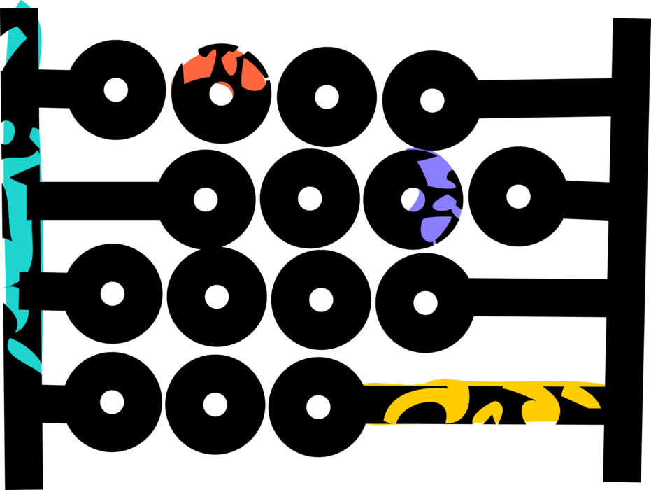 Vector Illustration of Abacus Counting Bead Frame Calculating Tool