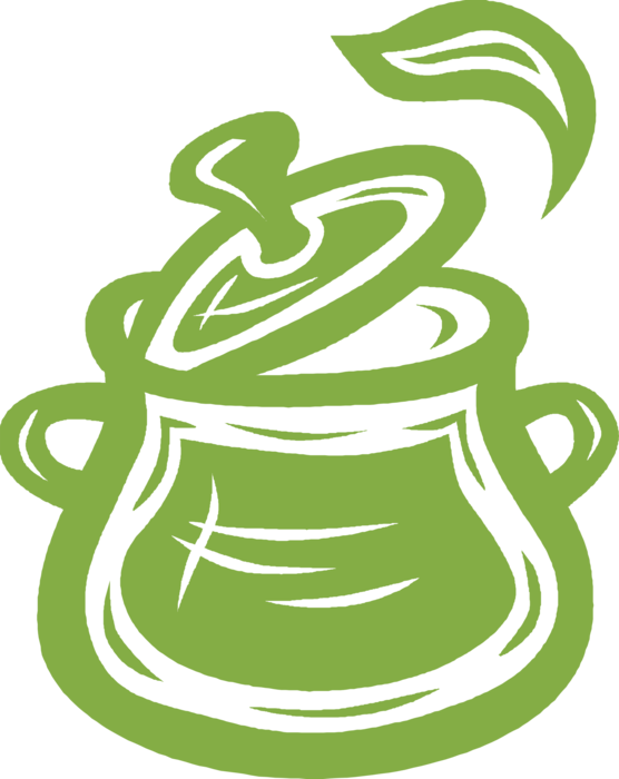 Vector Illustration of Ceramic Kitchen Beanpot Wide-Bellied Vessel to Cook Bean-Based Food Dishes