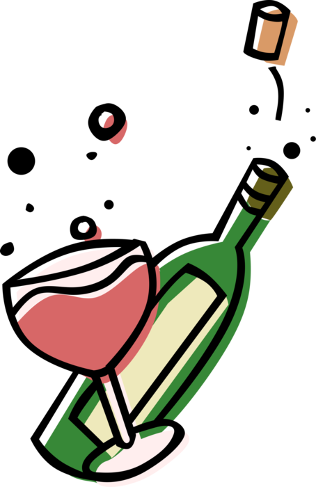 Vector Illustration of Champagne Carbonated Sparkling Wine Alcohol Beverage from the Champagne Region of France 