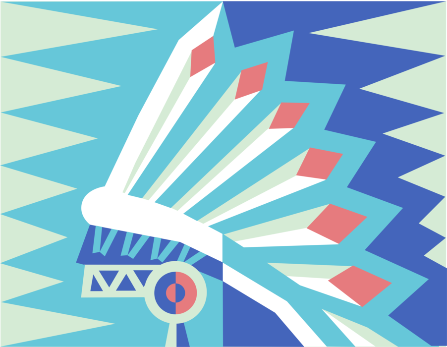 Vector Illustration of Native American Indigenous Indian Head Dress with Feathers