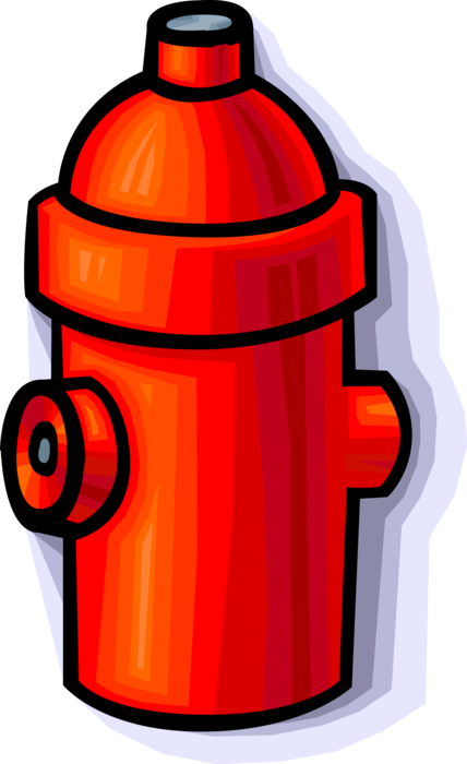 Vector Illustration of Fire Hydrant Connects Firefighters Hose to Water Supply to Fight Fire