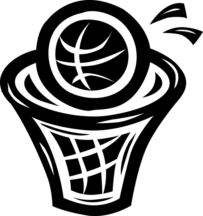 Vector Illustration of Sport of Basketball Game Sports Ball and Net Hoop