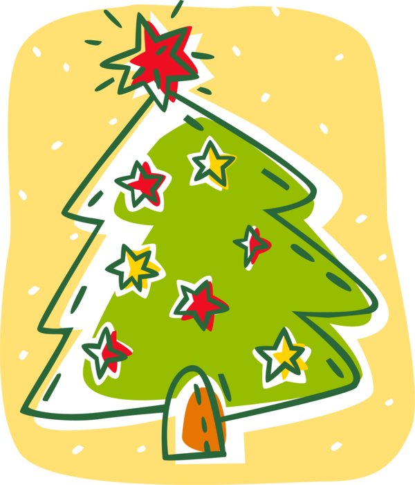 Vector Illustration of Festive Season Christmas Tree with Star Decorations