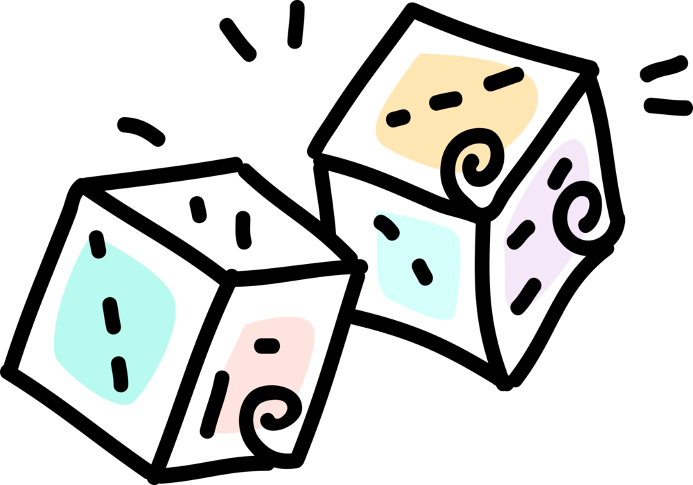 Vector Illustration of Dice used in Pairs in Casino Games of Chance or Gambling