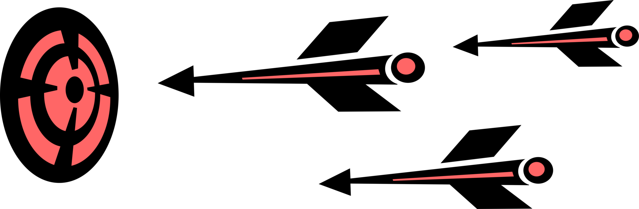 Vector Illustration of Archery Marksmanship Arrow Shafts in Flight with Bullseye or Bull's-Eye Target