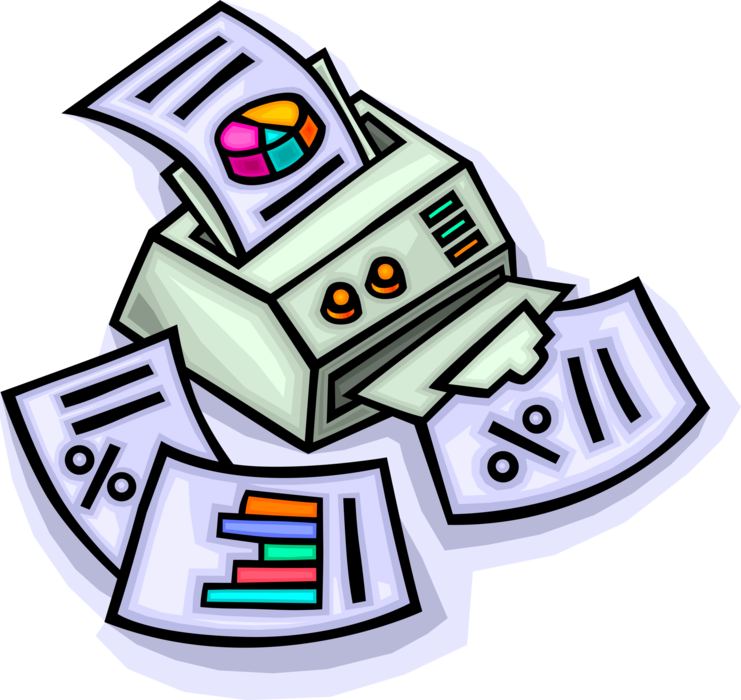 Vector Illustration of Fax Facsimile Telephonic Transmission Device