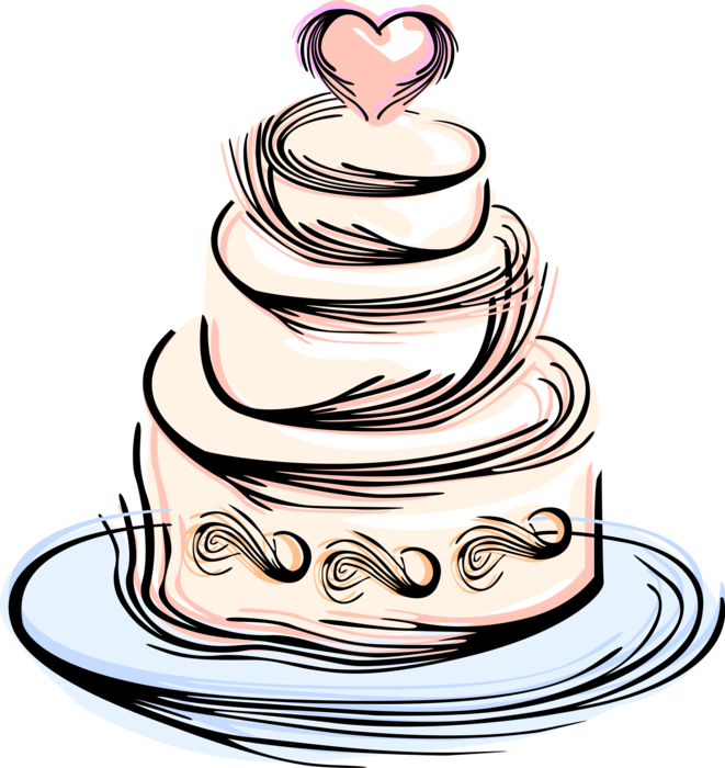 Vector Illustration of Wedding Cake Traditional Cake Served at Wedding Receptions 