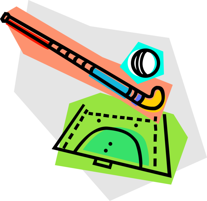 Vector Illustration of Team Sport of Field Hockey Turf Field with Stick and Game Sports Ball