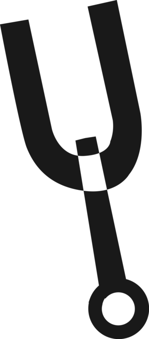 Vector Illustration of Two-Pronged Tuning Fork Acoustic Resonator used to Tune Musical Instruments