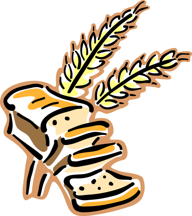 Vector Illustration of Baked Bread and Wheat Cereal Grain
