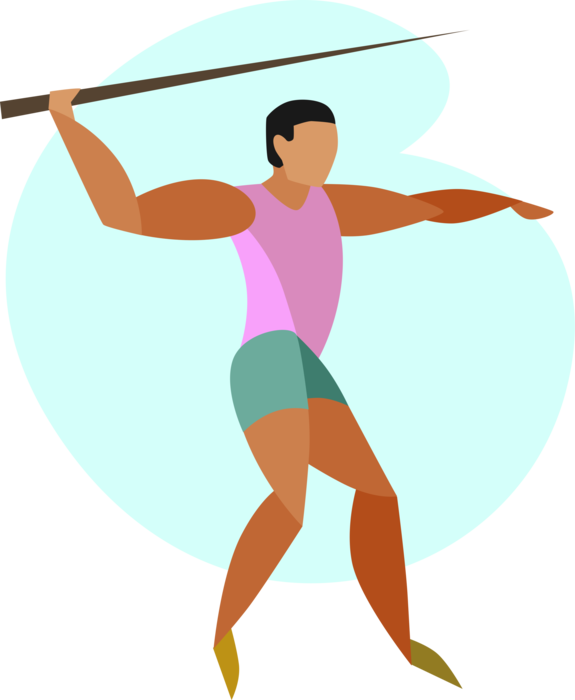 Vector Illustration of Track and Field Athletic Sport Contest Javelin Competitor Throwing Javelin