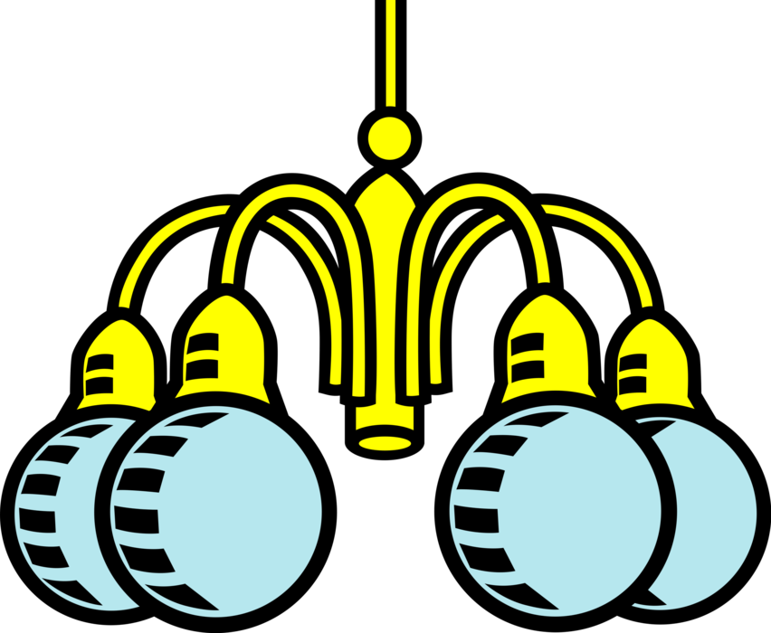 Vector Illustration of Chandelier Hanging Ceiling Light Fixture