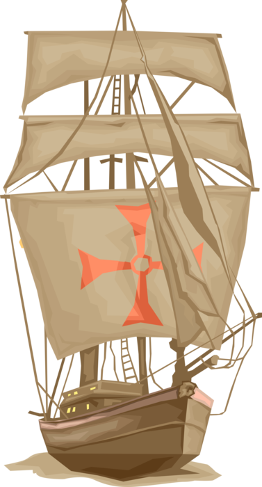 Vector Illustration of Christopher Columbus Santa Maria Ship of Discovery