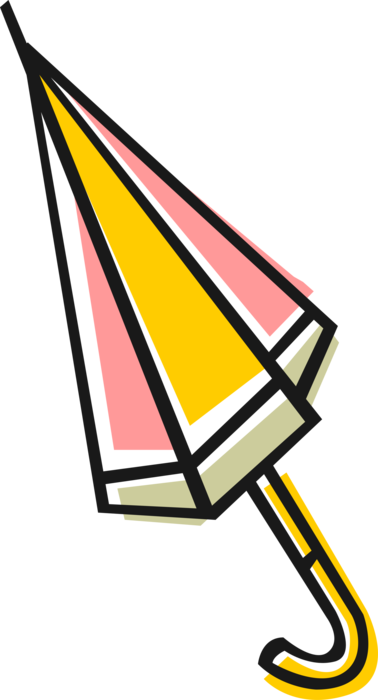 Vector Illustration of Umbrella or Parasol Provides Protection from Inclement Weather Rain or Bright Sunlight