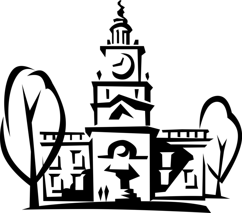 Vector Illustration of Clock Tower Architecture Building Symbol