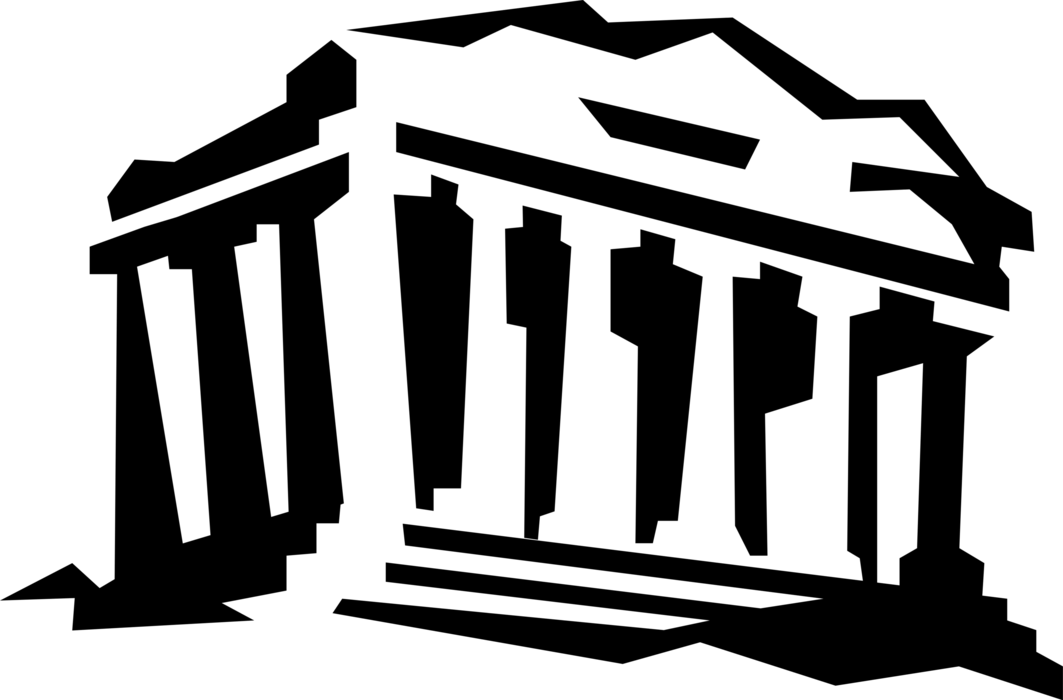 Vector Illustration of The Parthenon Ancient Greek Temple on the Athenian Acropolis in Athens, Greece