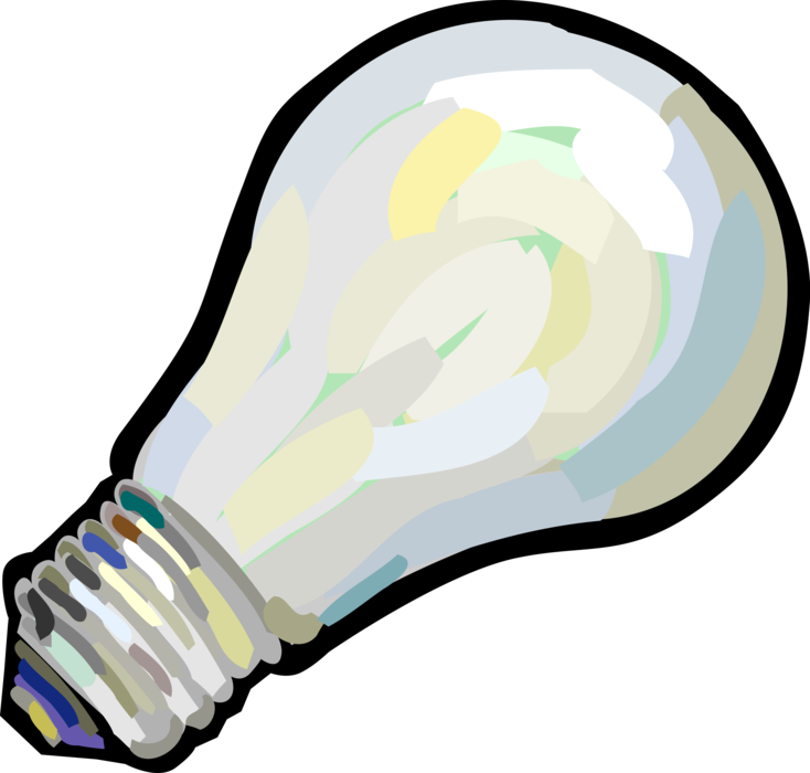 Vector Illustration of Electric Light Bulb Symbol of Invention, Innovation, Inspiration and Good Ideas