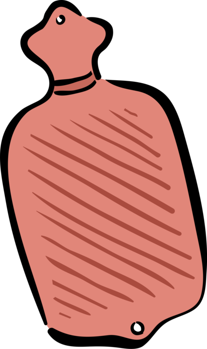 Vector Illustration of Hot Water Bottle Container Filled with Hot Water and Sealed with Stopper