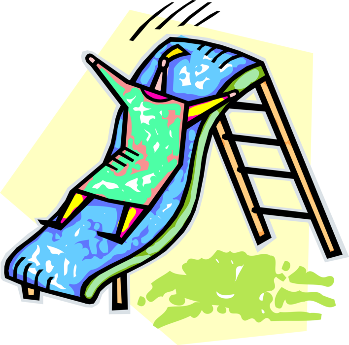 Vector Illustration of Sliding on Playground Slide