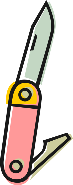 Vector Illustration of Jackknife Foldable Pocketknife Knife with Blade