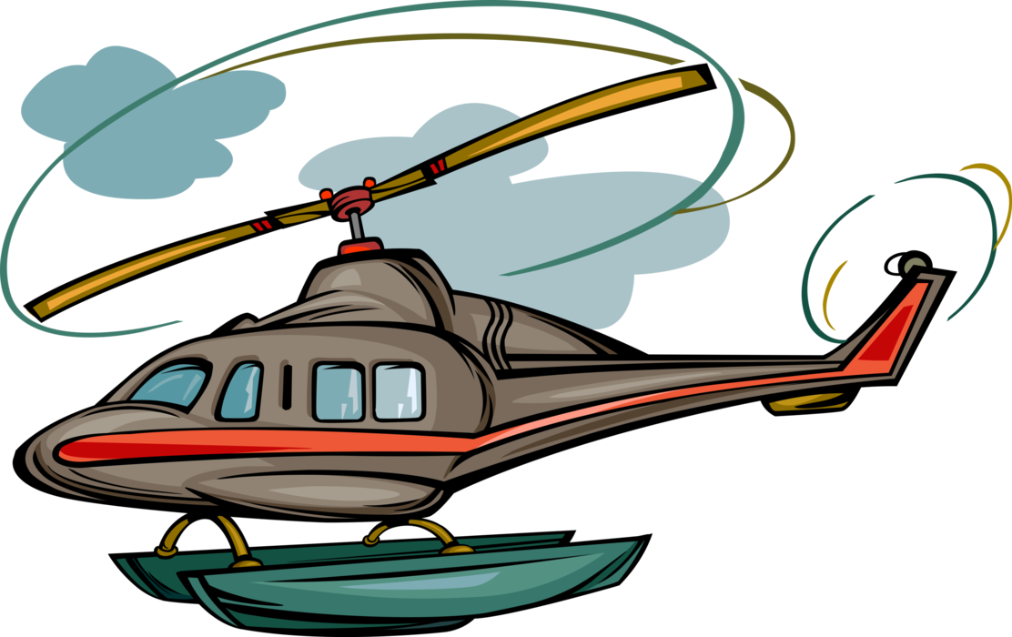 Vector Illustration of Helicopter Rotorcraft Applies Lift and Thrust Supplied by Rotors