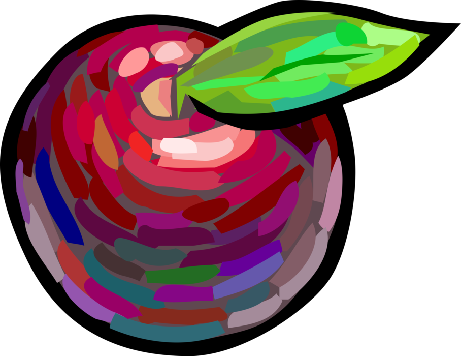 Vector Illustration of Apple Fruit with Leaf